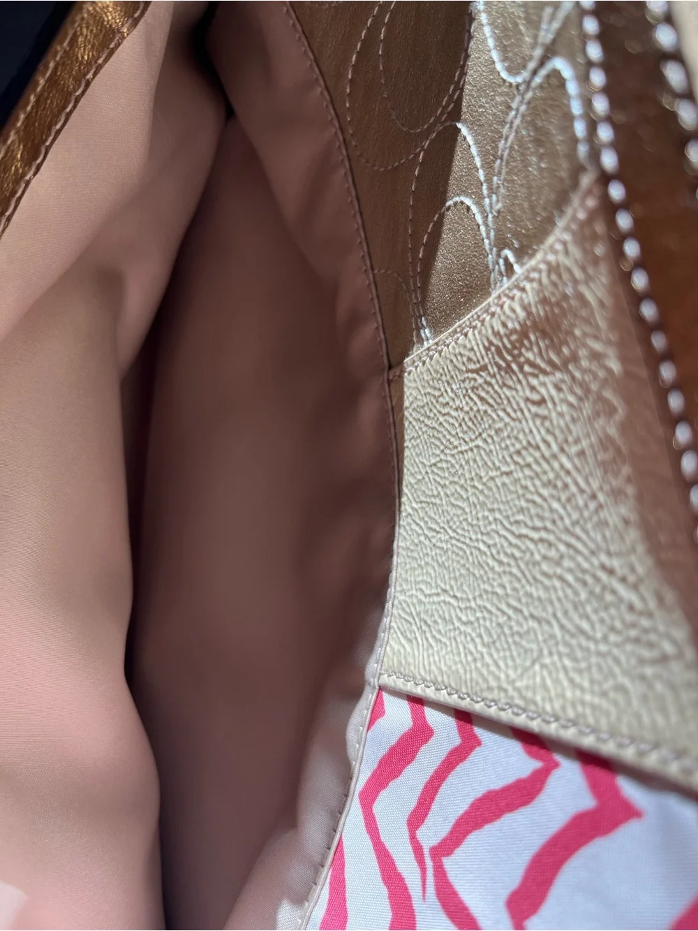 2011 COACH PINK & Gold HAMPTON PATCHWORK SATCHEL D1171-F17164: Lovely Condition!